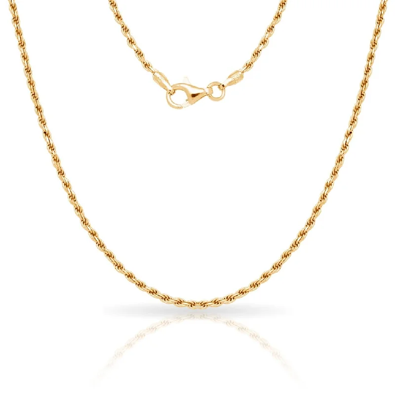 gold necklaces with pearls-Sterling Silver Italian 2Mm Gold-Plated Diamond-Cut Rope Chain Necklace (16'-30") - Yellow