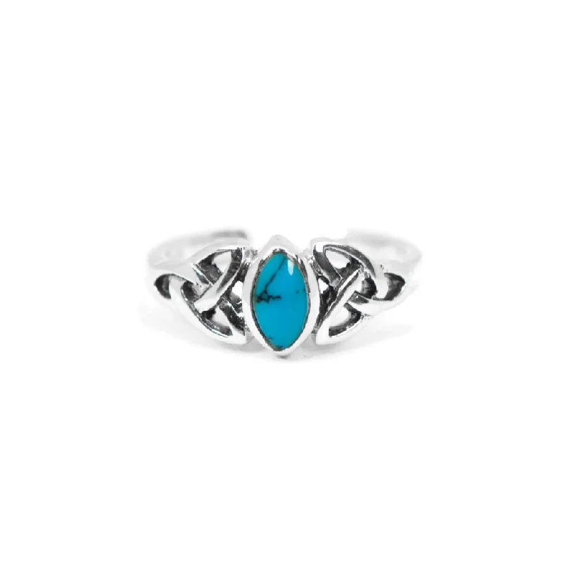 matching wedding rings for couples -Sterling Silver Marquise Turquoise Celtic Design Toe Ring