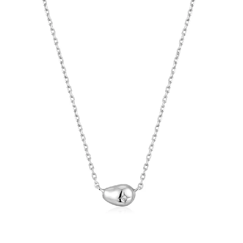 simple silver chain necklaces-Sterling Silver Pebble Sparkle Necklace by Ania Haie