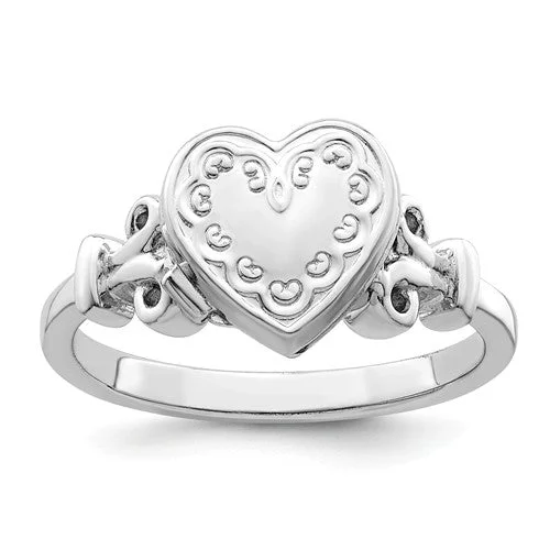 luxury emerald ring for weddings -Sterling Silver 10mm Heart Locket Ring