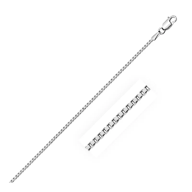 sterling silver chokers-Sterling Silver Rhodium Plated Box Chain Necklace 1.3mm