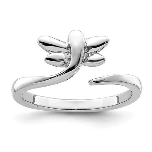 men’s wedding band with rubies -Sterling Silver Dragonfly Toe Ring