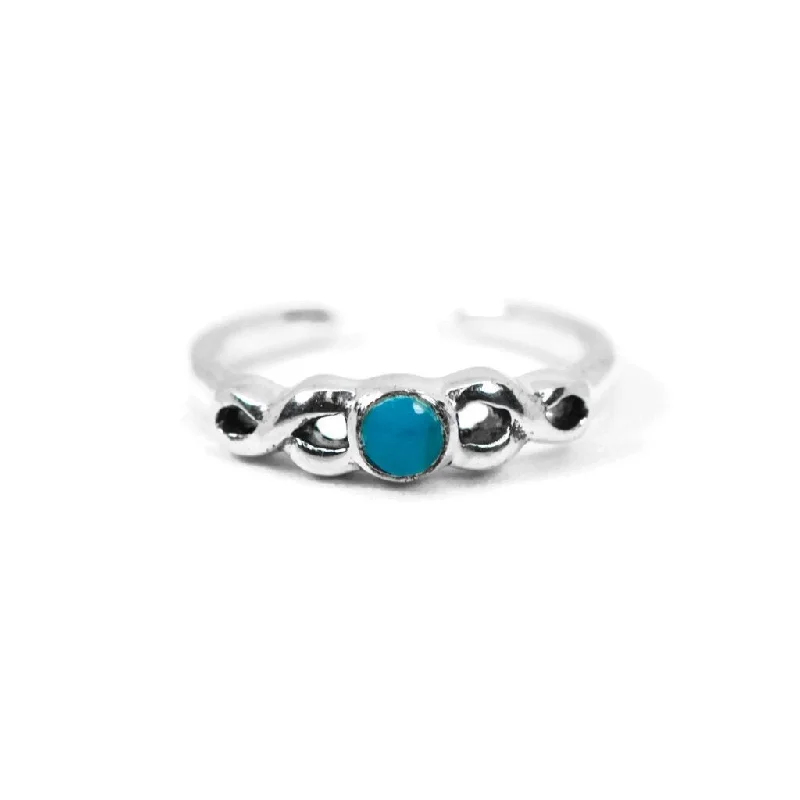 princess cut diamond ring for engagement -Sterling Silver Round Turquoise Infinity Toe Ring