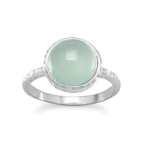 classic diamond wedding band for women -Sterling Silver Sea Green Chalcedony Ring