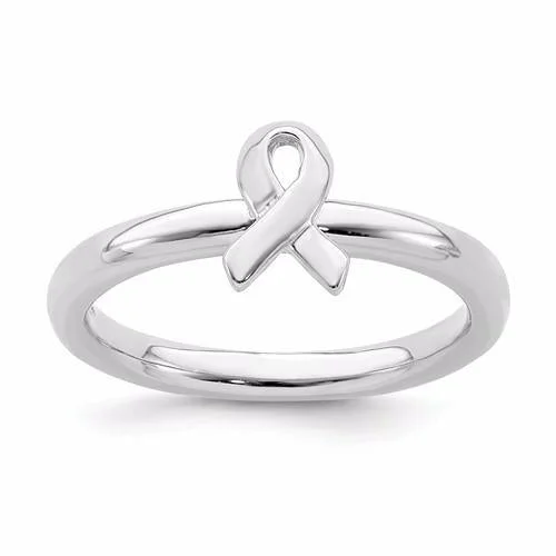 personalized birthstone ring for women -Sterling Silver Stackable Expressions Awareness Ribbon Ring