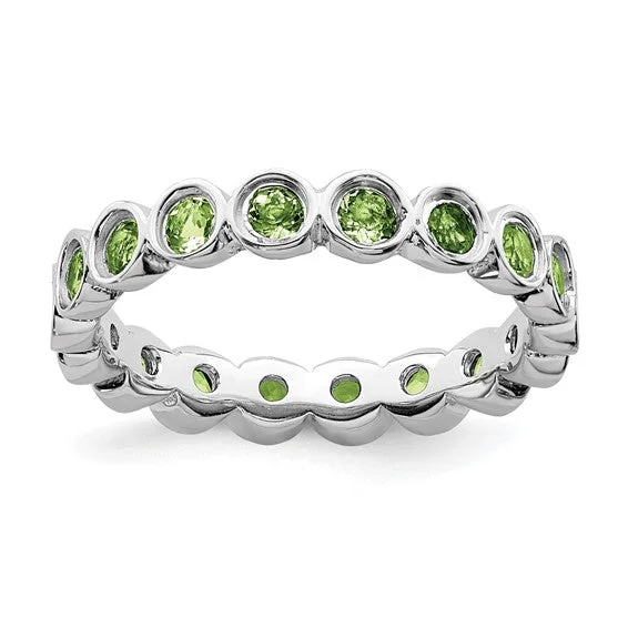 diamond anniversary ring for women -Sterling Silver Stackable Expressions Bezel Set Peridot Eternity Ring