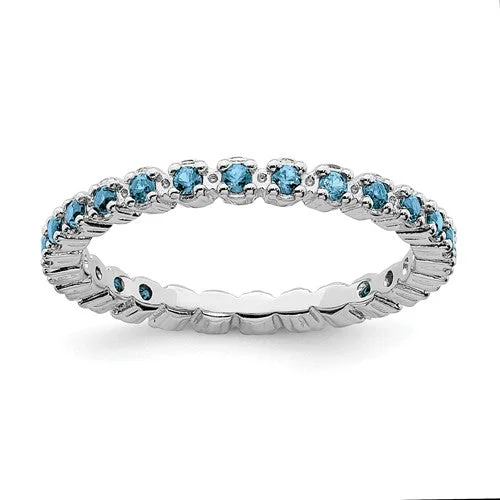 moonstone ring for women -Sterling Silver Stackable Expressions Blue Topaz Eternity Ring