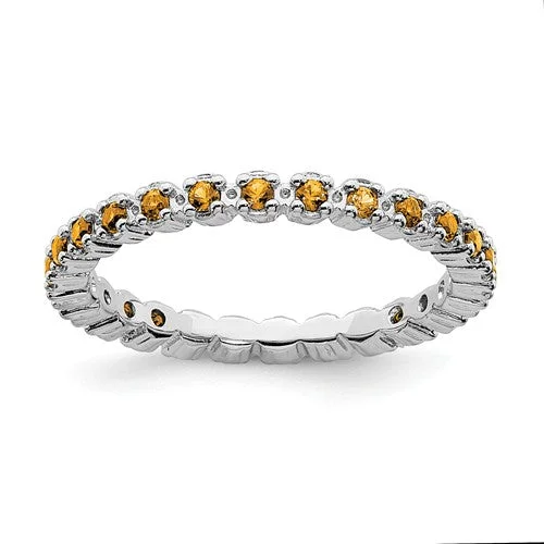 heart-shaped engagement ring -Sterling Silver Stackable Expressions Citrine Eternity Ring