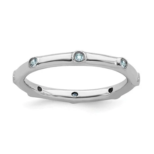 luxury diamond ring for engagements -Sterling Silver Stackable Expressions Light Aquamarine Ring