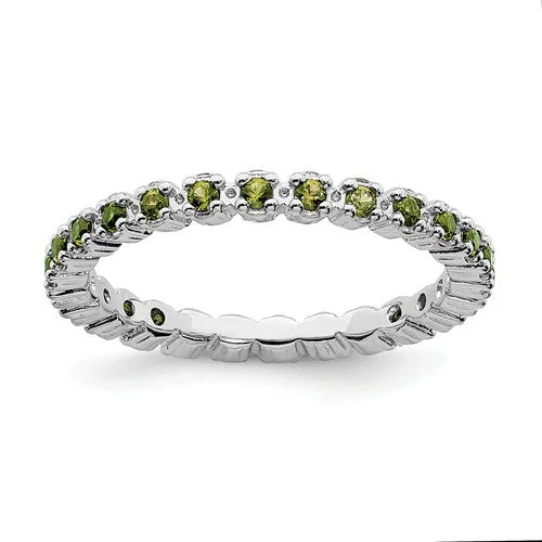 cubic zirconia ring for women -Sterling Silver Stackable Expressions Peridot Eternity Ring