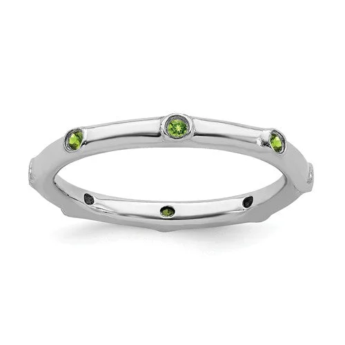 sapphire ring for engagement for women -Sterling Silver Stackable Expressions Peridot Ring