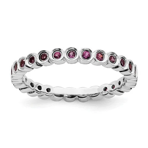 custom engraved couple’s ring -Sterling Silver Stackable Expressions Rhodolite Garnet Eternity Ring