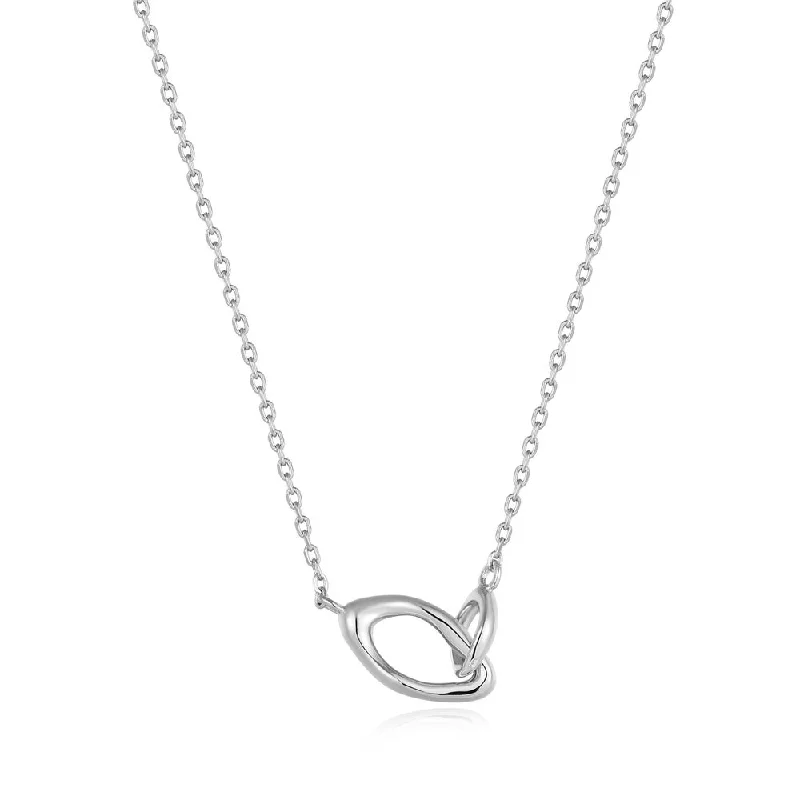 custom engraving necklaces-Sterling Silver Wave Link Necklace by Ania Haie