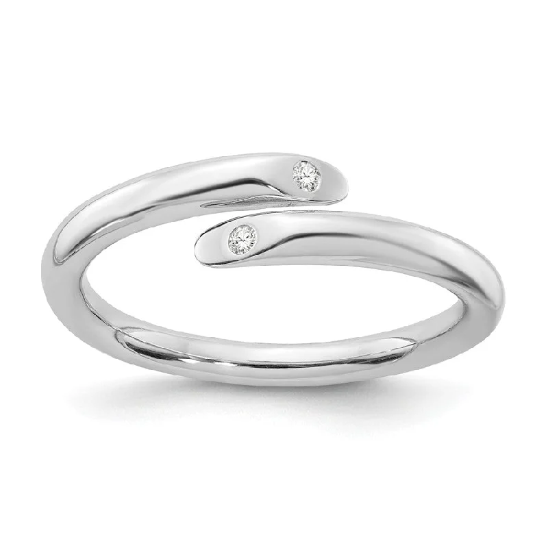 men’s silver wedding band -Sterling Silver White Ice .02ct. Diamond Bypass 2-Stone Ring