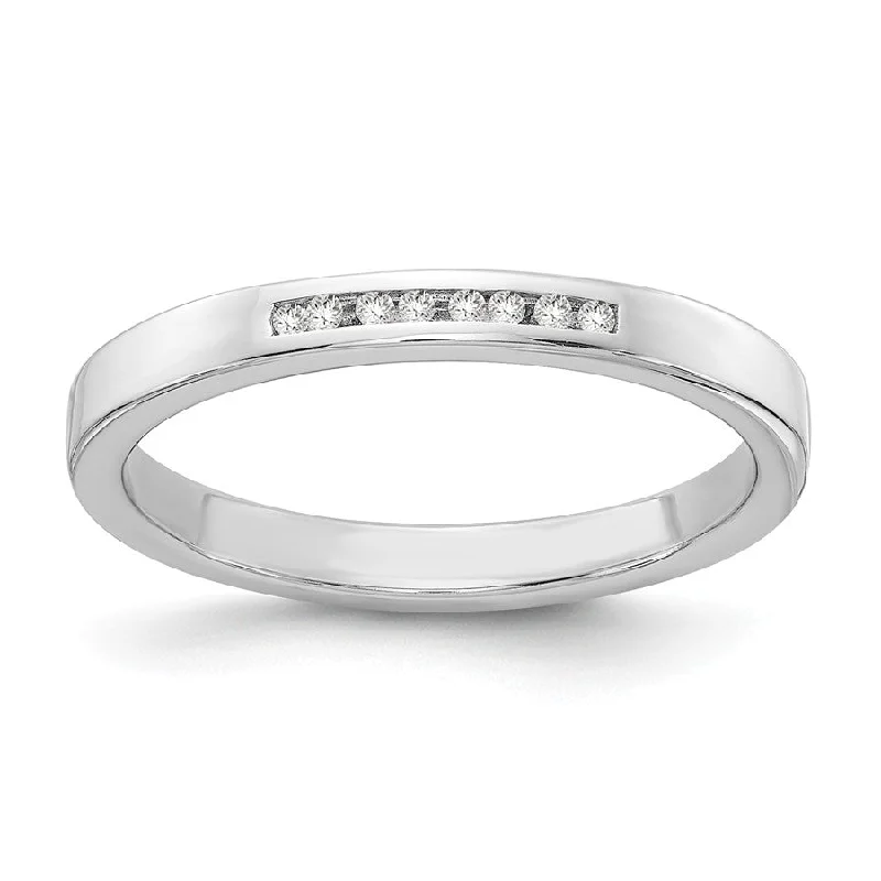 classic gold band ring for men -Sterling Silver White Ice .08ctw Diamond Channel Set Band