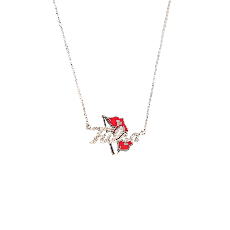 women’s layered necklaces-TU Necklace with Diamonds and Red Enamel