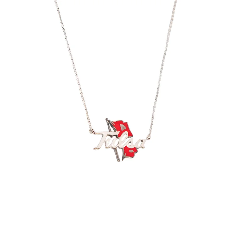 simple gold necklaces-TU Necklace with Red Enamel