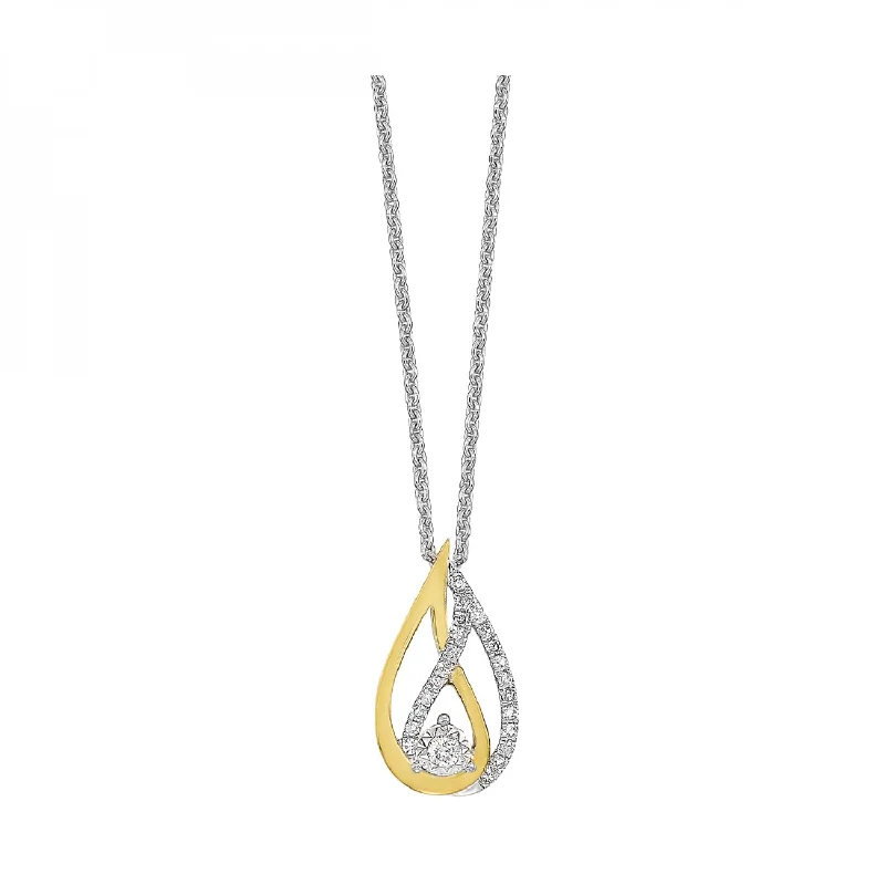 cross necklaces for men-Two Tone Diamond Interlocking Teardrop Necklace