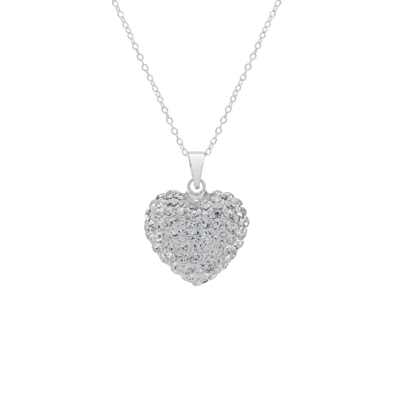 vintage silver necklaces-Victoria Townsend .925 Sterling Silver & Crystal Puffed Heart Necklace