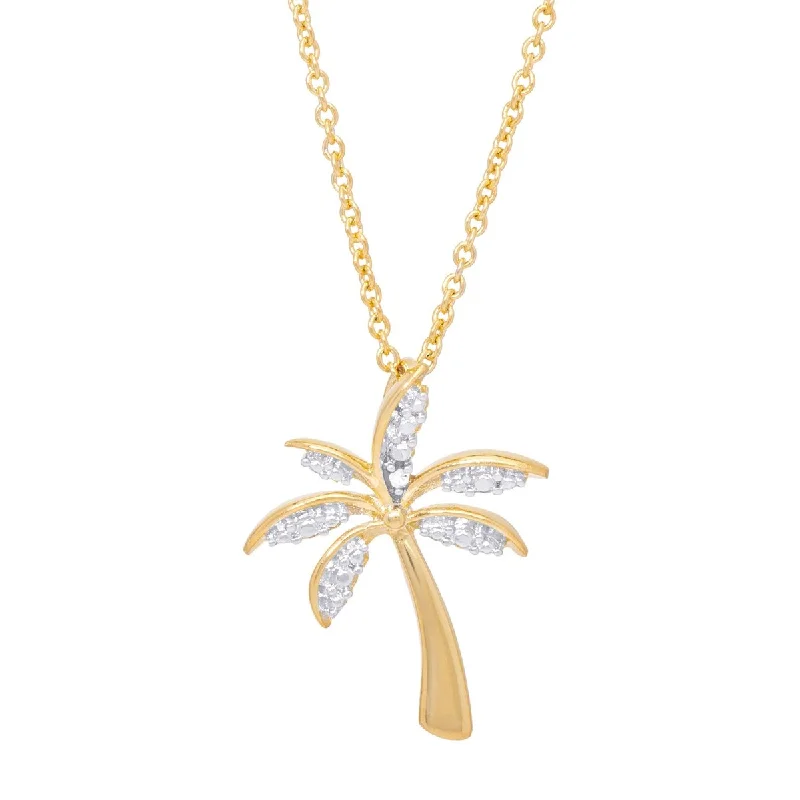 handmade necklaces for women-Victoria Townsend Gold Plated Cubic Zirconia Palm Tree Pendant-18"