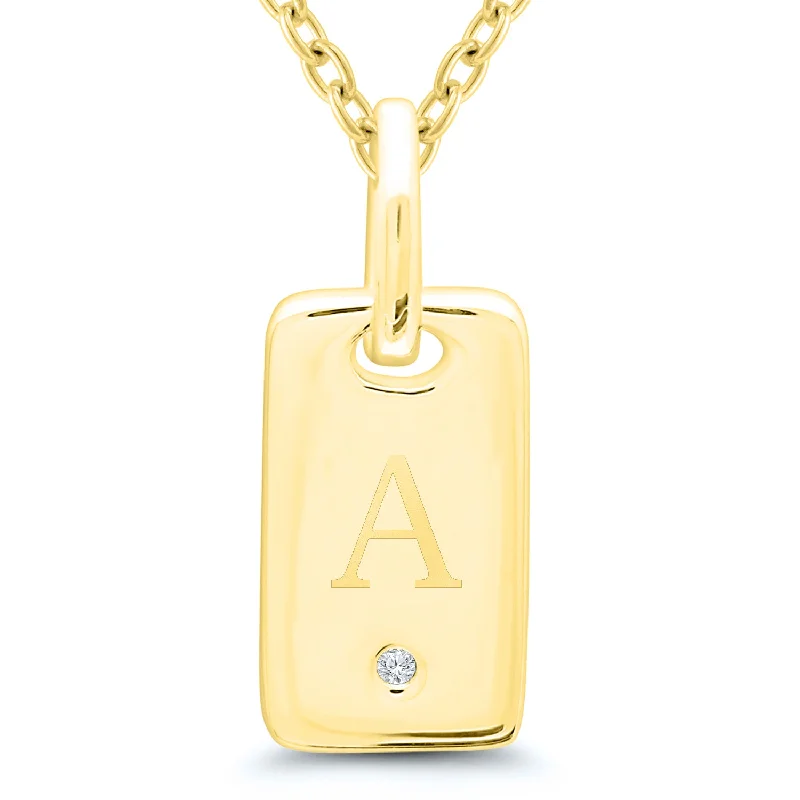 gold chain necklaces for men-Yellow Gold Plated Diamond Inital "A" Necklace