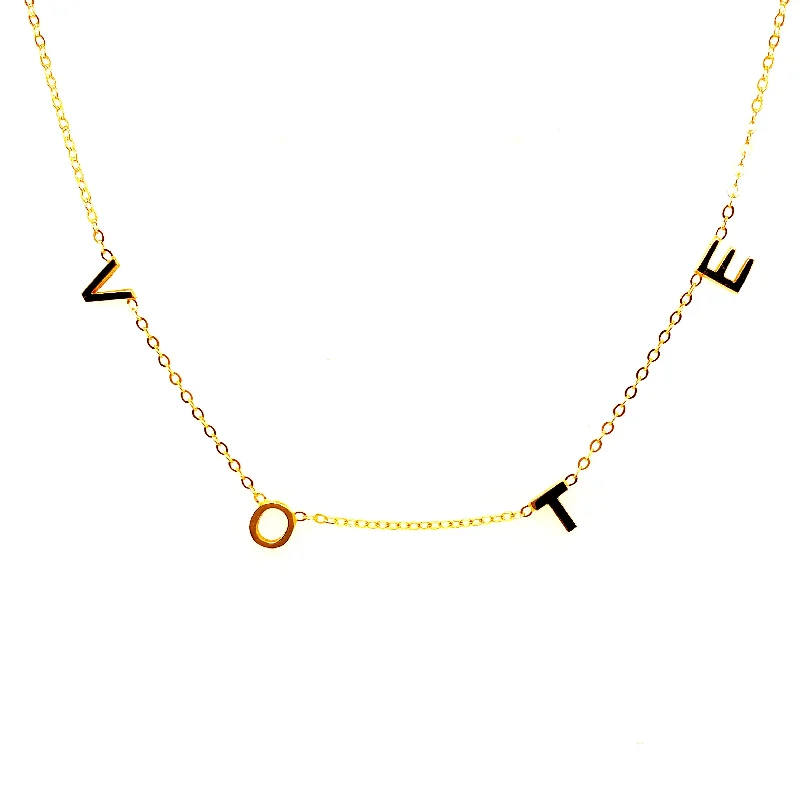 silver pendant necklaces-Yellow Gold Plated Vote Station Necklace