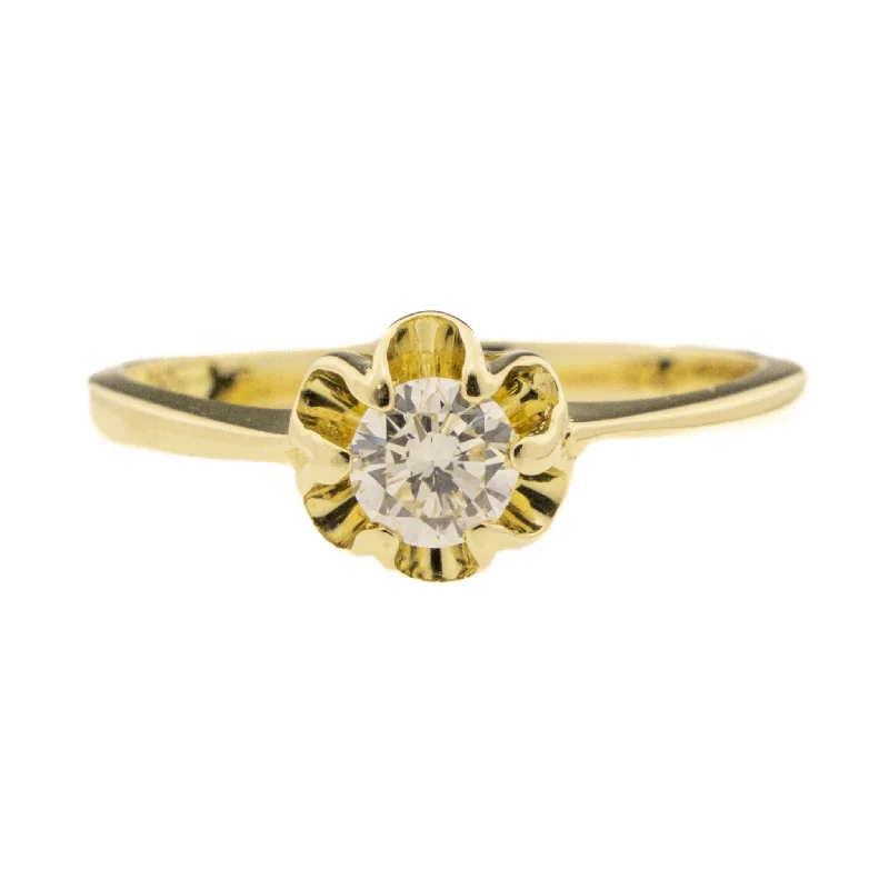 gold ring for men with engraving -0.27ctw Round Brilliant Solitaire Diamond Engagement Ring in 14K Yellow Gold Size 6