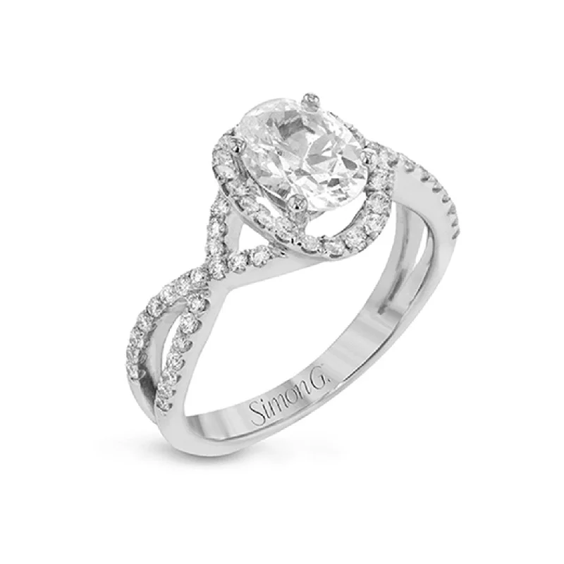 custom name ring for women -0.42 ctw Diamond Halo Engagement Ring