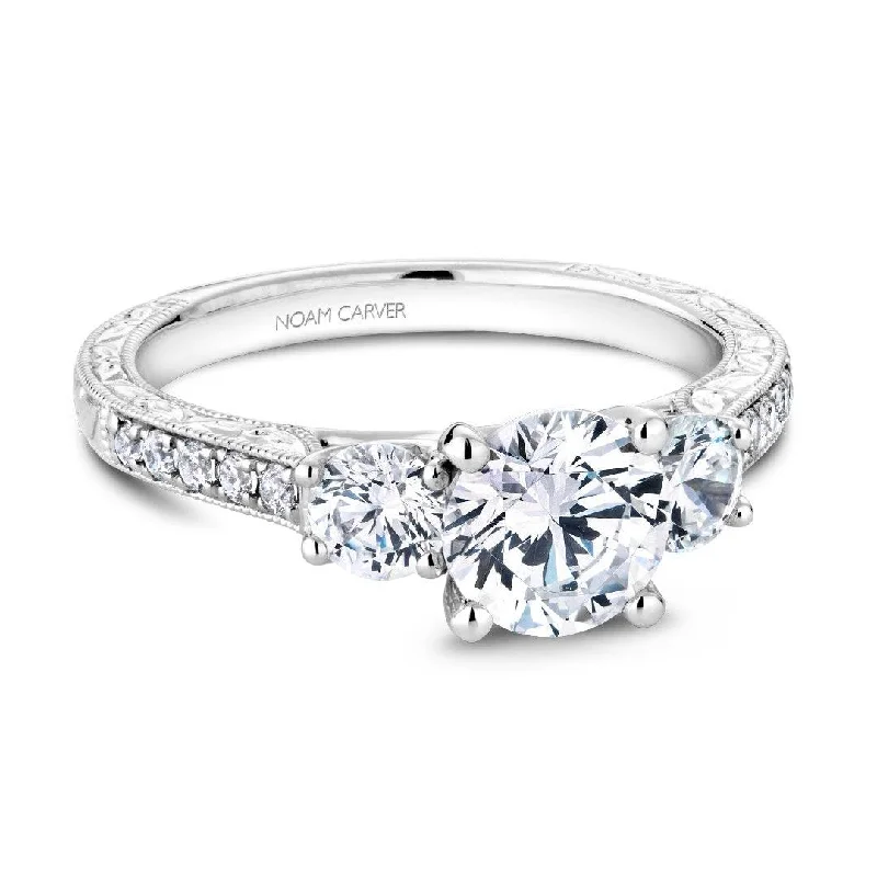 cushion cut diamond ring for women -0.65 ctw Diamond Three-Stone Engagement Ring