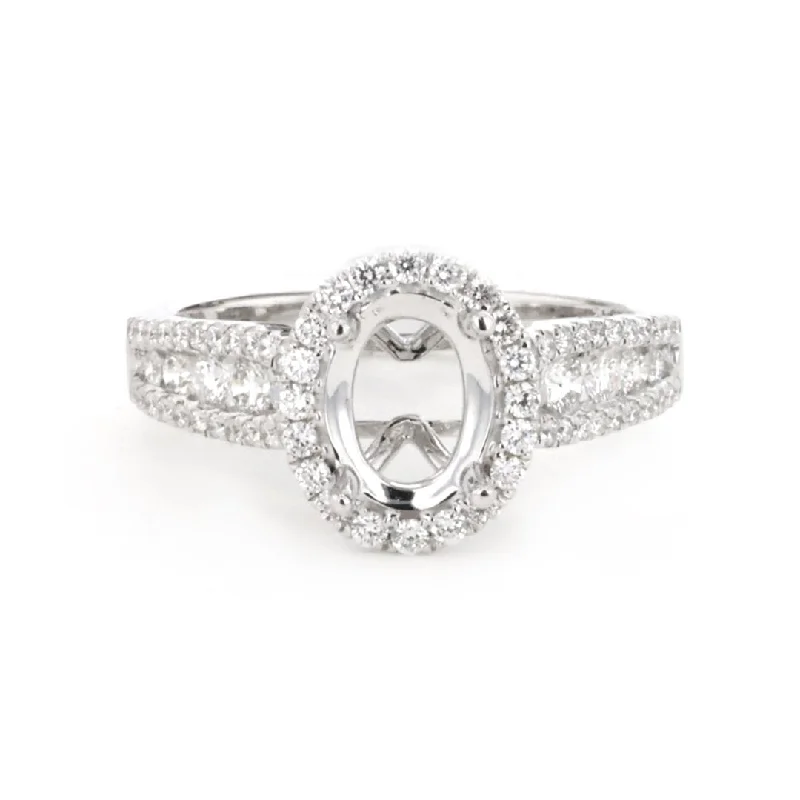 platinum engagement ring for women -0.67 ctw Diamond Halo Engagement Ring