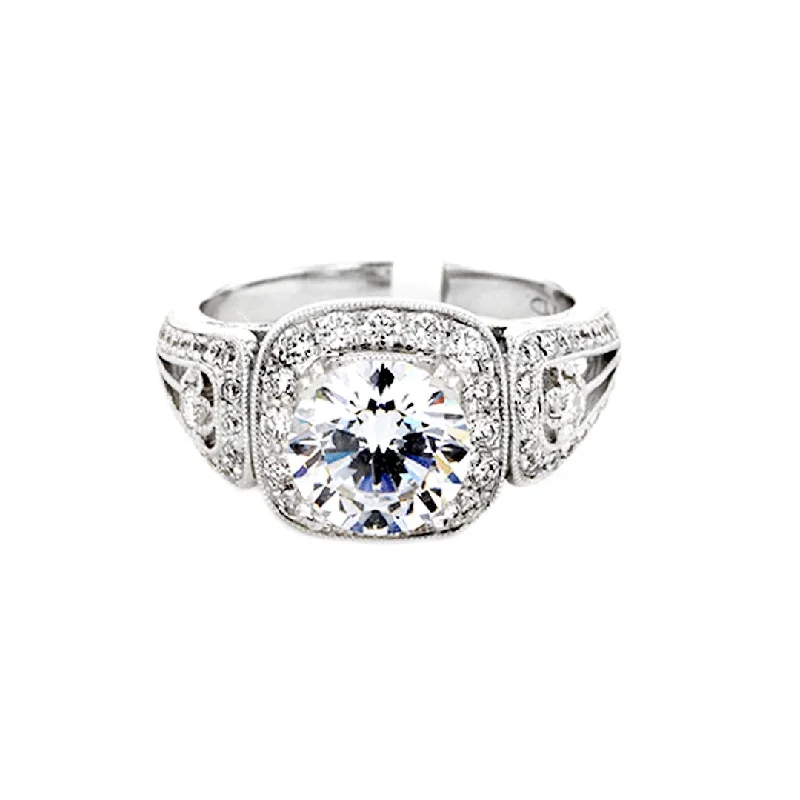 sapphire and diamond ring for women -0.67 ctw Diamond Halo Engagement Ring