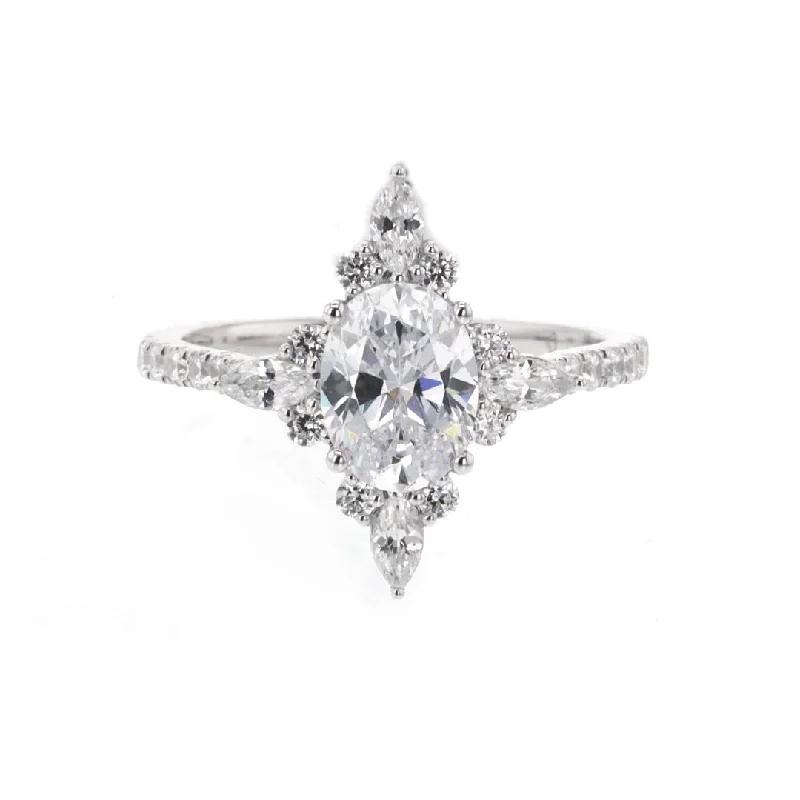 modern engagement ring for women -0.70 ctw Diamond Halo Engagement Ring