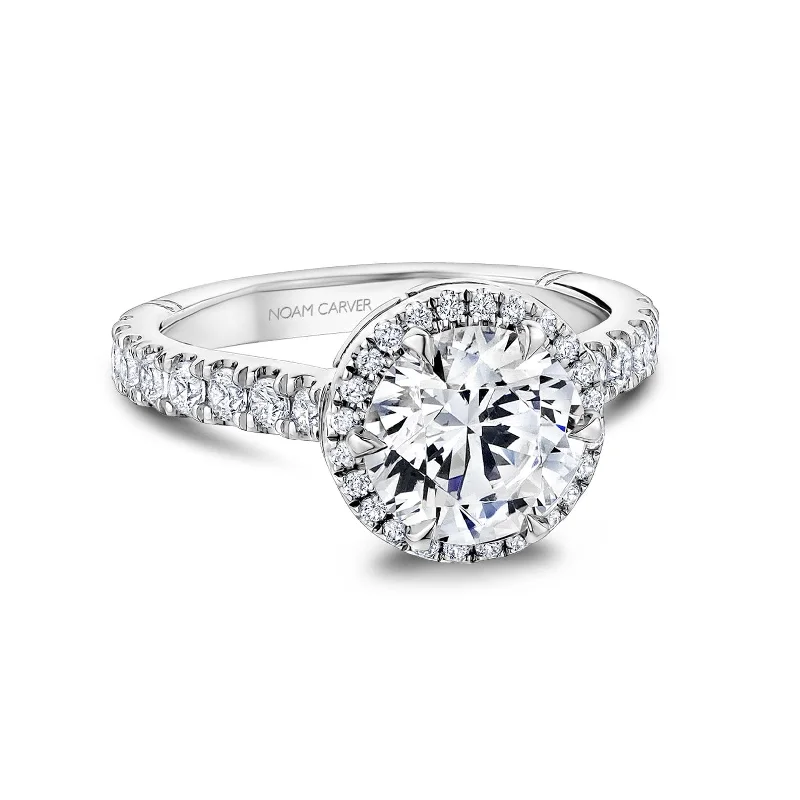 sterling silver ring for men -0.70 ctw Diamond Halo Engagement Ring