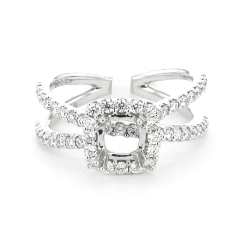 diamond solitaire ring for women -0.75 ctw Diamond Halo Engagement Ring