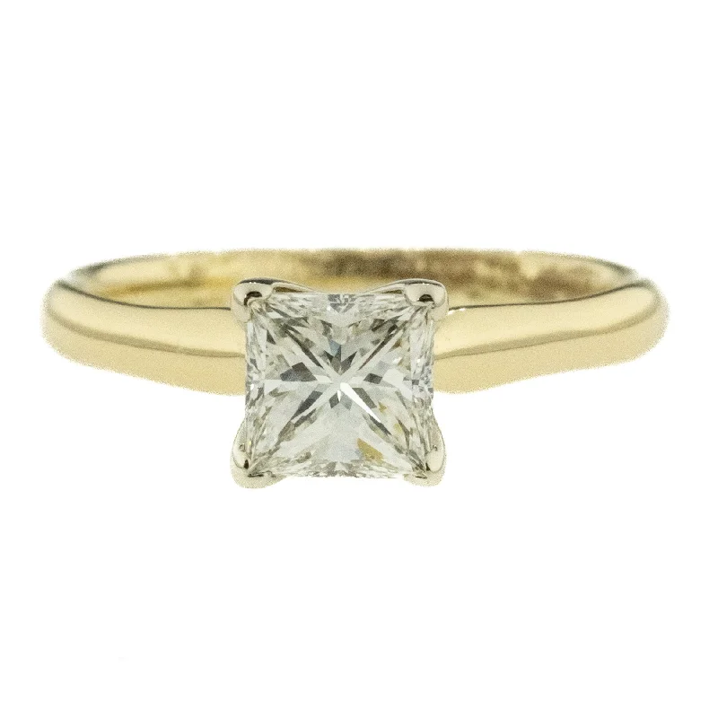 matching wedding rings for couples -0.75ct VSI1/H Princess Diamond Solitaire Engagement Ring in 14K Two Tone Gold