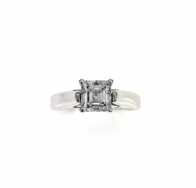 wedding ring set for women -0.90 Carat GIA E SI1 Asscher Diamond Solitaire Wedding/Engagement Ring 14K White