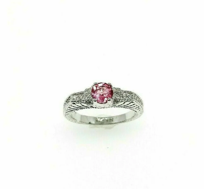 men’s diamond ring for wedding -0.91 Carats t.w. Diamond and Pink Tourmaline Wedding/ Anniversary Ring 18K Gold