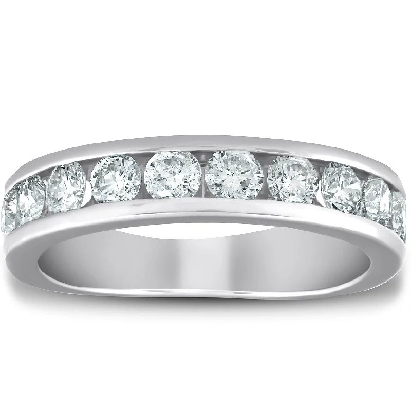 platinum engagement ring for women -1 1/2 Ct Diamond Wedding Ring Channel Set Half Eternity Womens Band White Gold