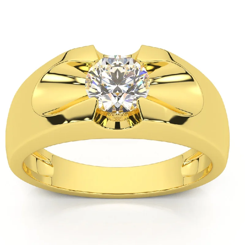 men’s diamond ring for wedding -1/2ct Solitaire Mens Diamond Wedding Ring 14k Yellow Gold