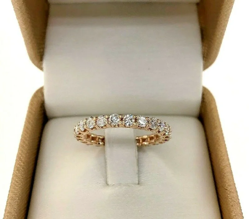 rose gold promise ring for couples -1.58 Carats t.w. Round Diamond Stack/Eternity Ring Wedding Band 14K Rose Gold