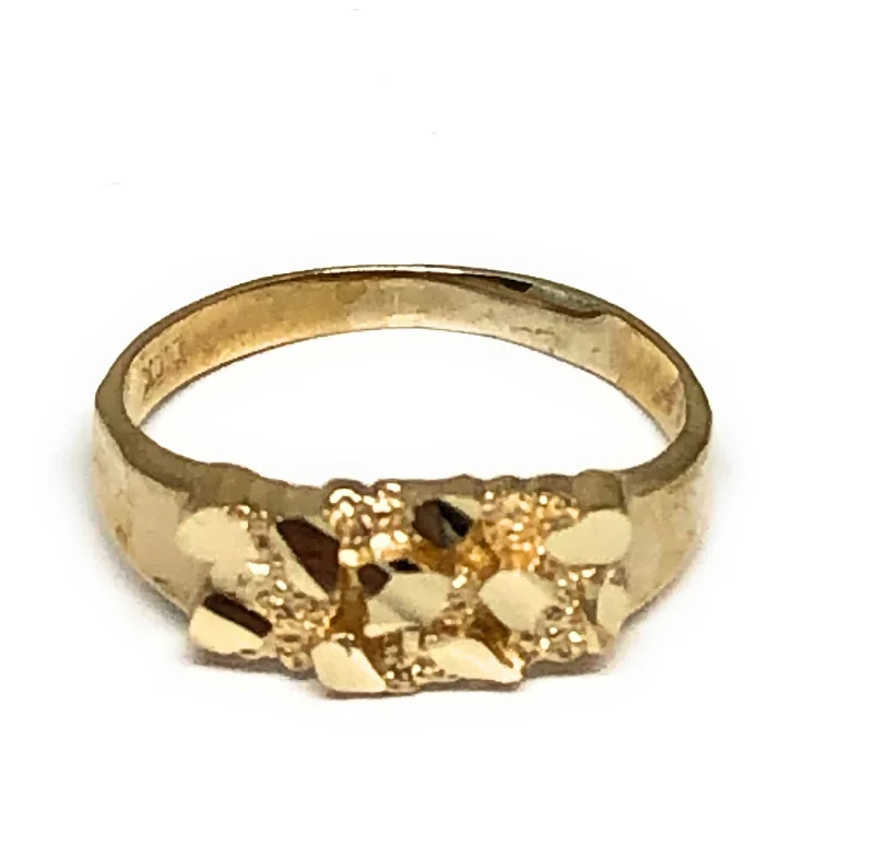 gold anniversary ring for women -10k Solid Gold Yellow Classic Nugget Ring