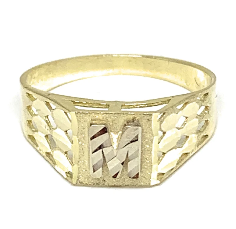 fashion ring for women -10k Solid Gold Yellow Gold Block CUSTOMIZED Initial Ring (SM)