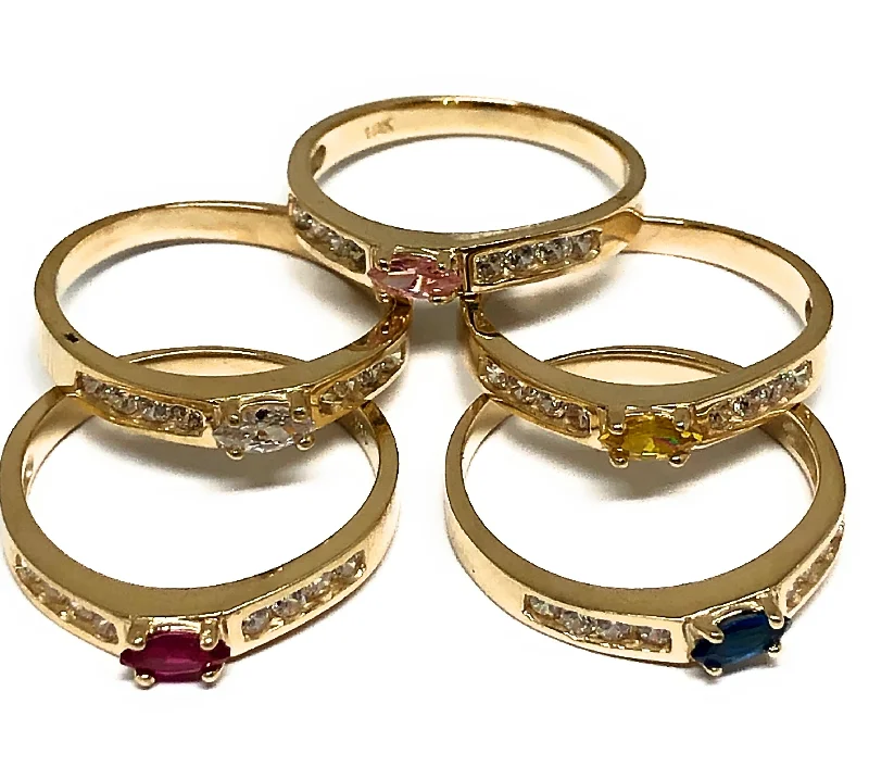 gold engagement ring for women -10k Solid Gold Yellow Gold CZ Ring (PINK, YELLOW, WHITE, BLUE, RED, GREEN, PURPLE)