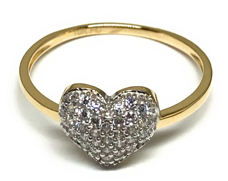 custom promise ring for women -10k Solid Gold Yellow Gold Heart CZ Ring (FC 64)