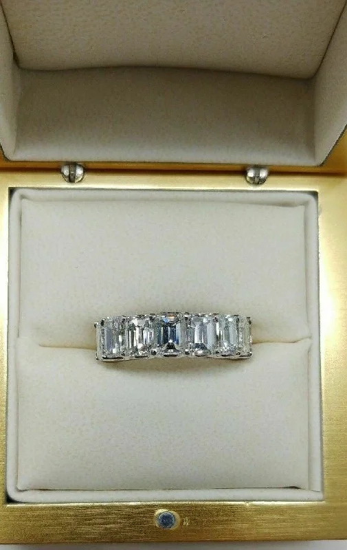 matching wedding rings for couples -12.35ct Emerald Cut Diamond Eternity band in Platinum