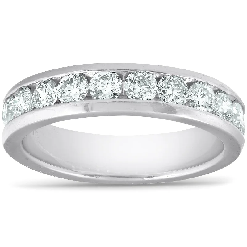 wedding ring set with diamonds for women -1ct Lab Grown Diamond Wedding Ring Platinum Channel Set Eco Friendly