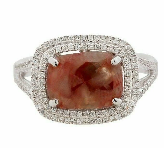 vintage wedding ring for women -2.61Ct Raw/Rustic Rose Cut Rectangular Radiant Brown Green Diamond Ring 14k Gold