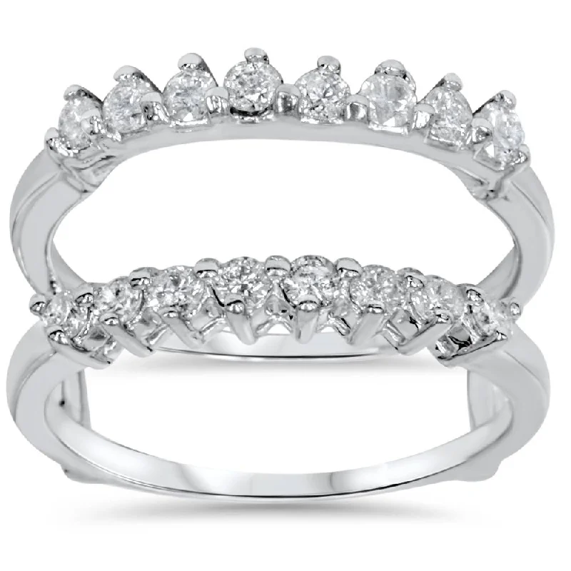 floral engagement ring for women -5/8ct Diamond Guard Ring Enhancer 14K White Gold