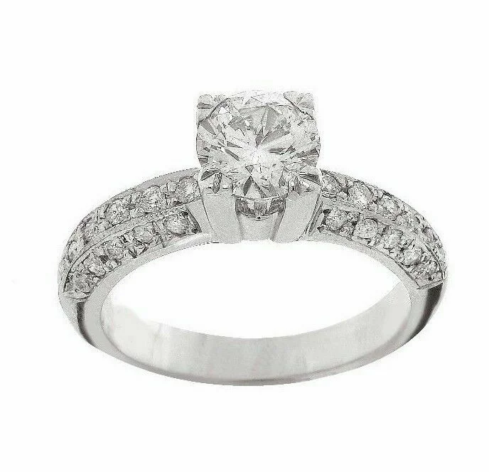 heart-shaped engagement ring -.91Ct Round Diamond Solitaire w/ 3 Rows Accents & Filligree EGL USA Certified