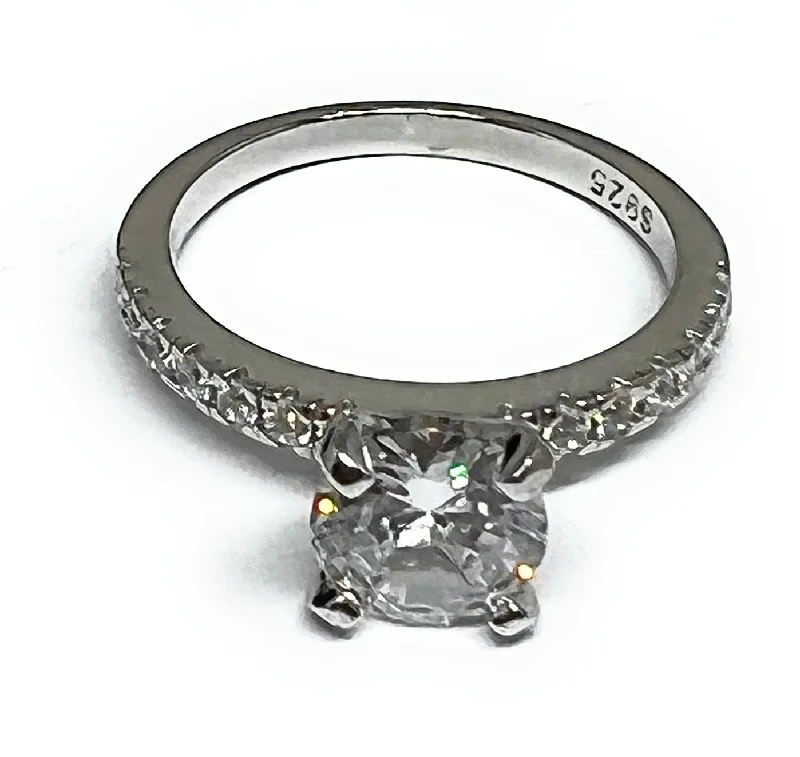 sterling silver ring for men -.925 Silver 1 Carat CZ Ring (FCS 40)